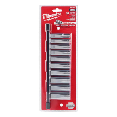Milwaukee 3/8 in. drive Metric 6 Point Chrome Deep Well Socket Set 10 pc