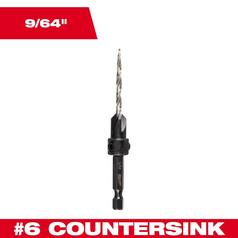 Milwaukee 9/64 in. X 7.755 in. L High Speed Steel Drill and Countersink Quick-Change Hex Shank