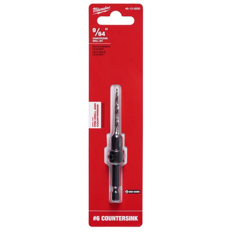 Milwaukee 9/64 in. X 7.755 in. L High Speed Steel Drill and Countersink Quick-Change Hex Shank