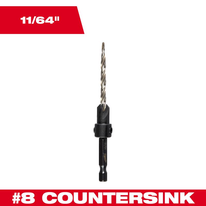 Milwaukee #8 Sizes X 11/64 in. D Black Oxide Countersink Bit