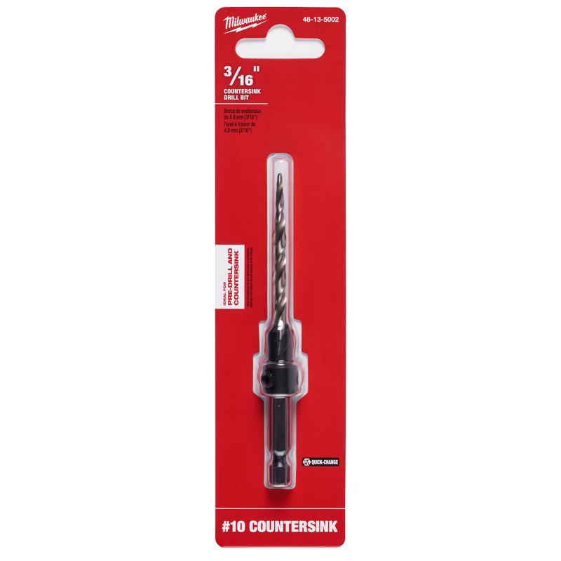 Milwaukee 10 X 3/16 in. D Black Oxide Countersink Bit