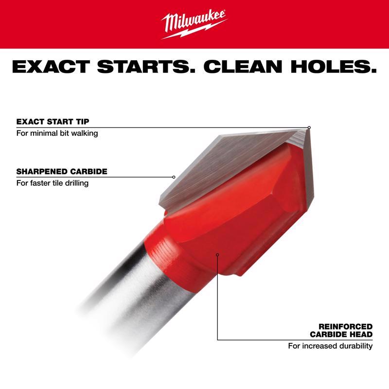 Milwaukee 3/16 in. X 2 in. L Carbide Tipped Glass/Tile Drill Bit Round Shank