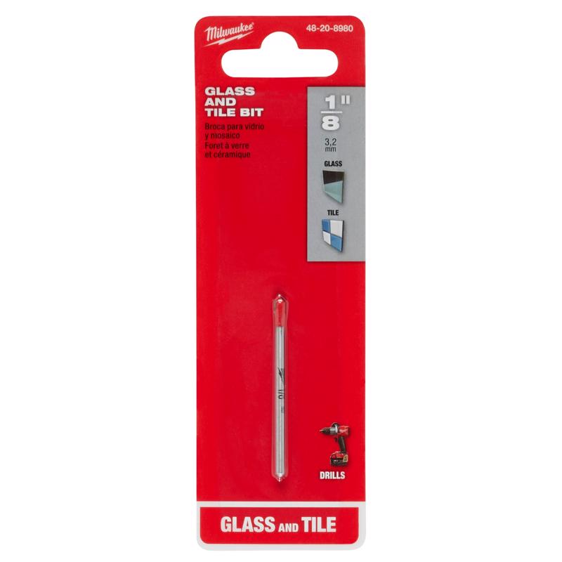 Milwaukee 3/8 in. X 3.75 in. L Carbide Tipped Glass/Tile Drill Bit 3-Flat Shank