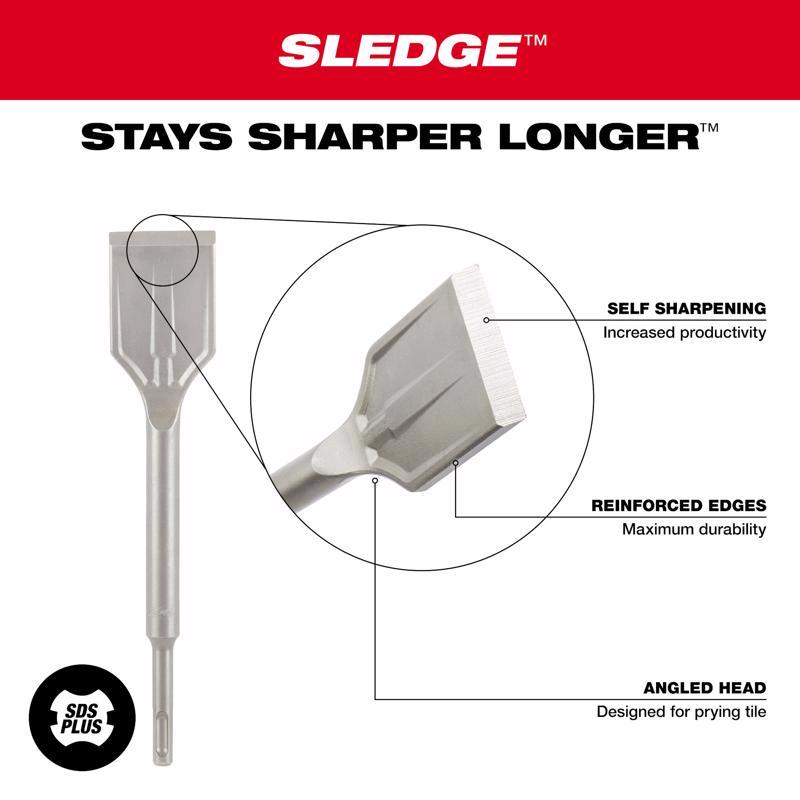 Milwaukee Sledge 1-7/8 in. X 9-1/2 in. L Forged Steel Tile Chisel Bit SDS-Plus Shank