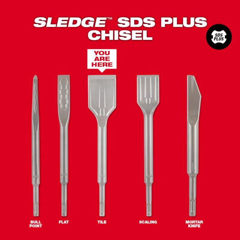 Milwaukee Sledge 1-7/8 in. X 9-1/2 in. L Forged Steel Tile Chisel Bit SDS-Plus Shank