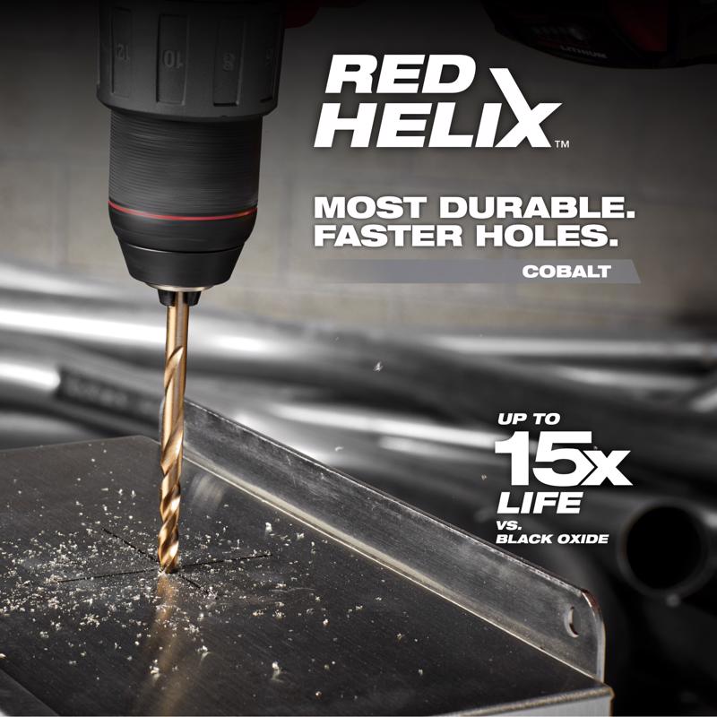 Milwaukee Red Helix 17/64 in. X 4.13 in. L Cobalt Drill Bit 3-Flat Shank