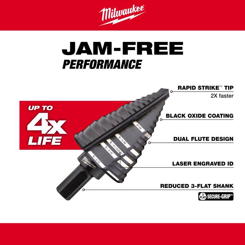 Milwaukee 7/8 - 1-3/8 in. Black Oxide Step Drill Bit