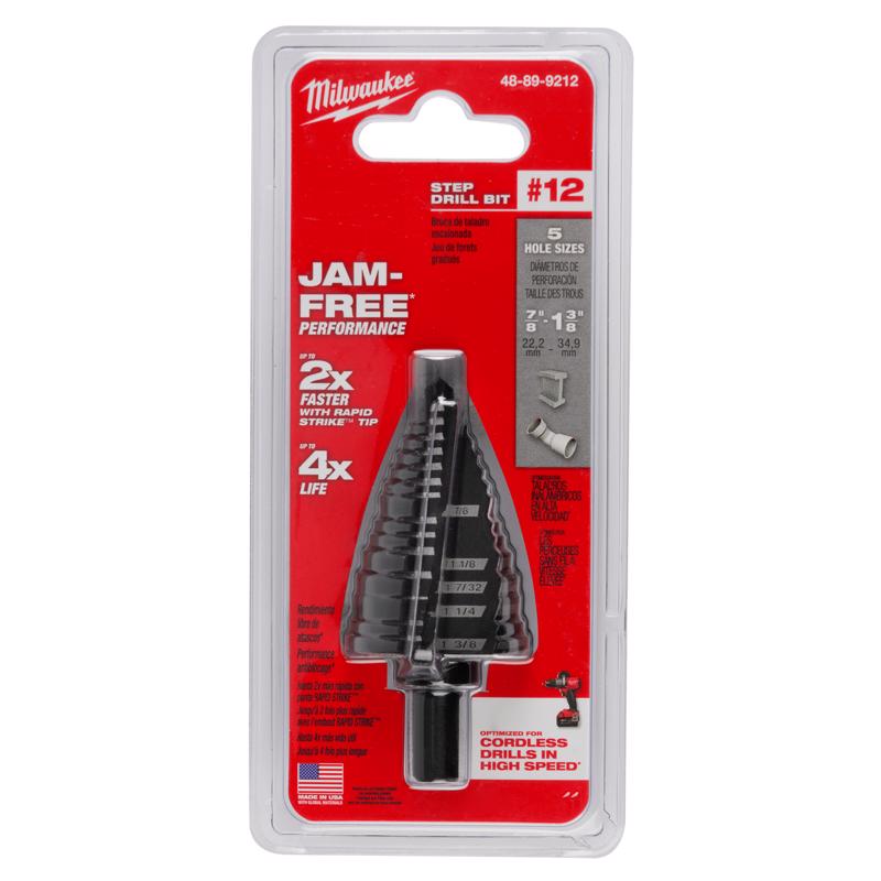 Milwaukee 7/8 - 1-3/8 in. Black Oxide Step Drill Bit