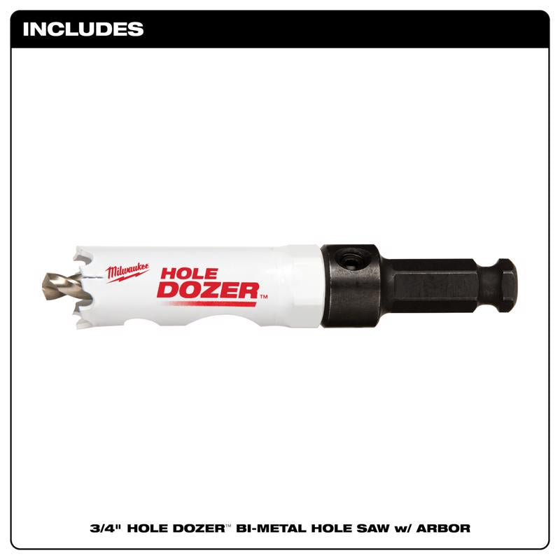 Milwaukee Hole Dozer 3/4 in. Bi-Metal 2.7 in. L X 3/8 in. D Hole Saw with Arbor and Pilot Bit