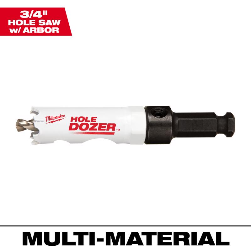 Milwaukee Hole Dozer 3/4 in. Bi-Metal 2.7 in. L X 3/8 in. D Hole Saw with Arbor and Pilot Bit