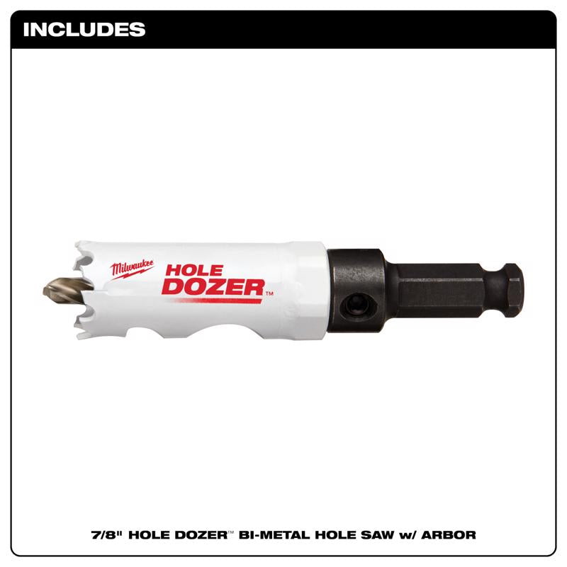 Milwaukee Hole Dozer 7/8 in. Bi-Metal 2.7 in. L X 3/8 in. D Hole Saw with Arbor and Pilot Bit