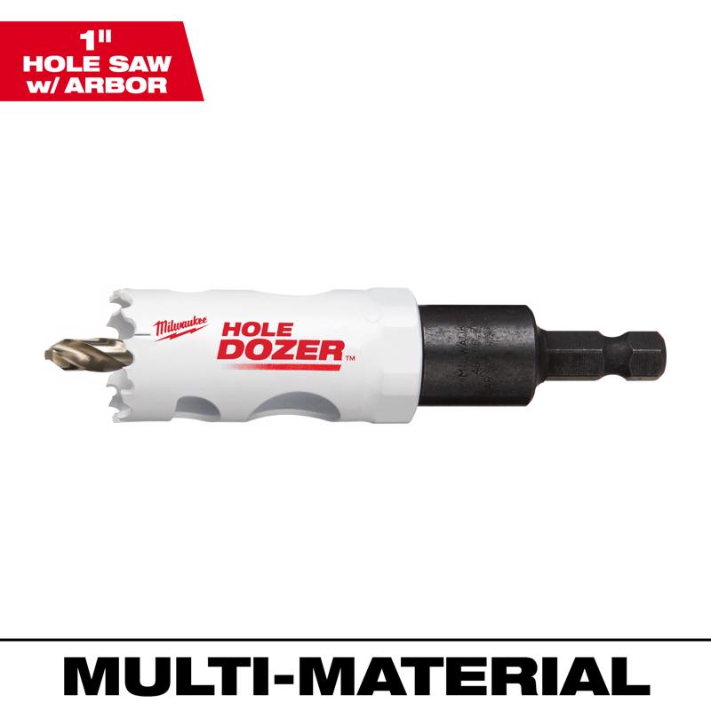 Milwaukee Hole Dozer 1 in. Bi-Metal 2.7 in. L X 3/8 in. D Hole Saw with Arbor and Pilot Bit