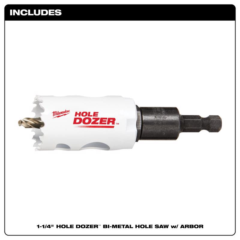 Milwaukee Hole Dozer 1-1/4 in. Bi-Metal 2.7 in. L X 3/8 in. D Hole Saw with Arbor and Pilot Bit