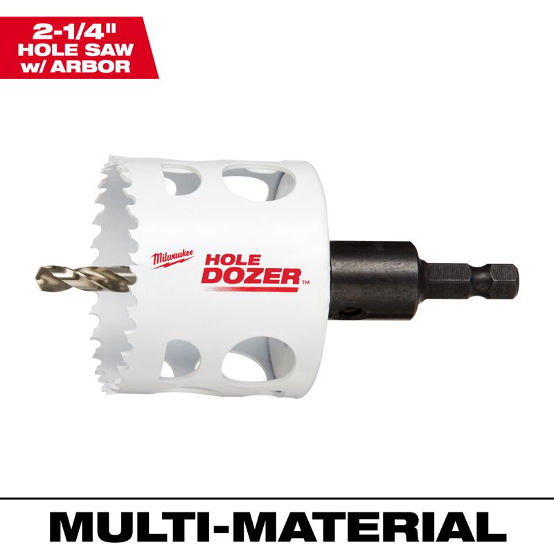Milwaukee Hole Dozer 2-1/4 in. Bi-Metal 3.5 in. L X 3/8 in. D Hole Saw with Arbor and Pilot Bit