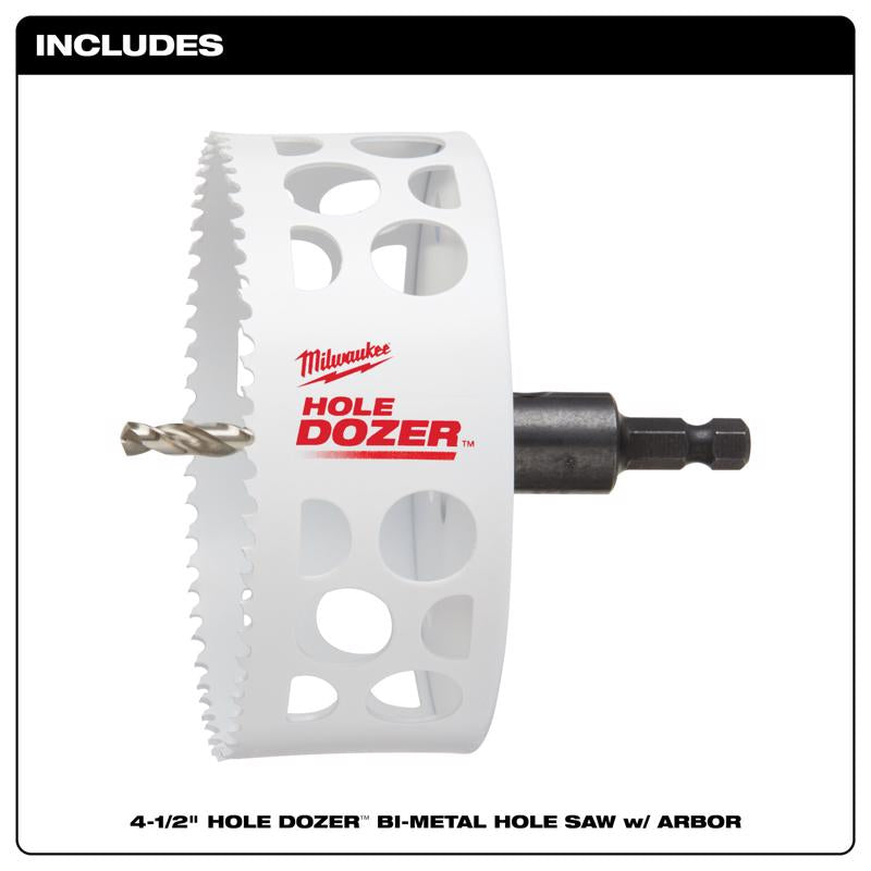 Milwaukee Hole Dozer 4-1/2 in. Bi-Metal 2 in. L X 3/8 in. D Hole Saw with Arbor and Pilot Bit