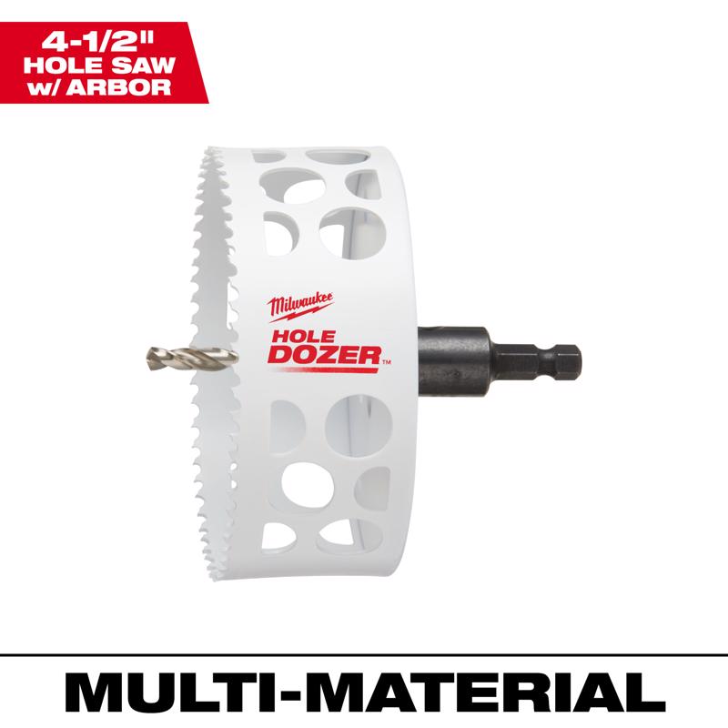 Milwaukee Hole Dozer 4-1/2 in. Bi-Metal 2 in. L X 3/8 in. D Hole Saw with Arbor and Pilot Bit