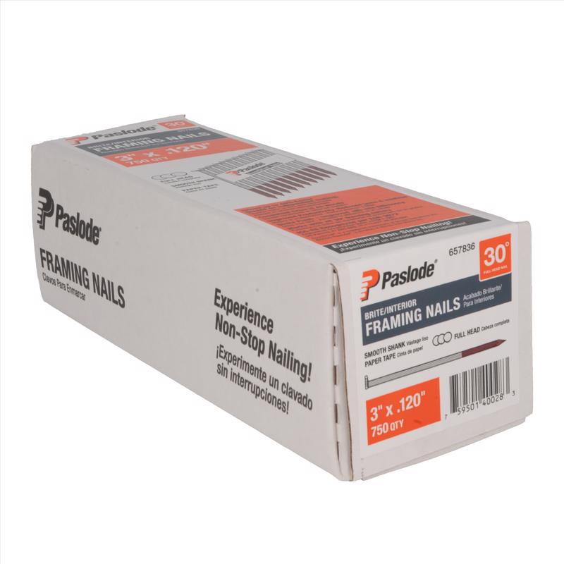 Paslode 3 in. Framing Bright Steel Nail Full Round Head