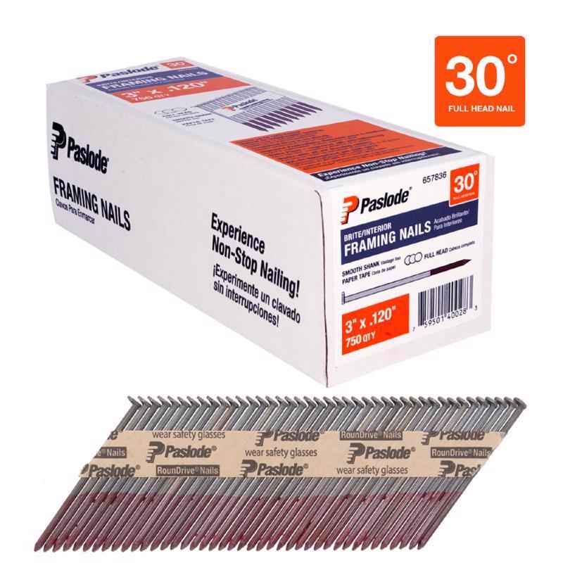Paslode 3 in. Framing Bright Steel Nail Full Round Head