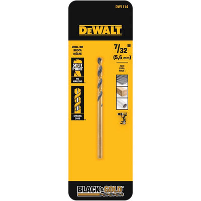 DeWalt Black & Gold 7/32 in. X 3-3/4 in. L High Carbon Steel Drill Bit Straight Shank