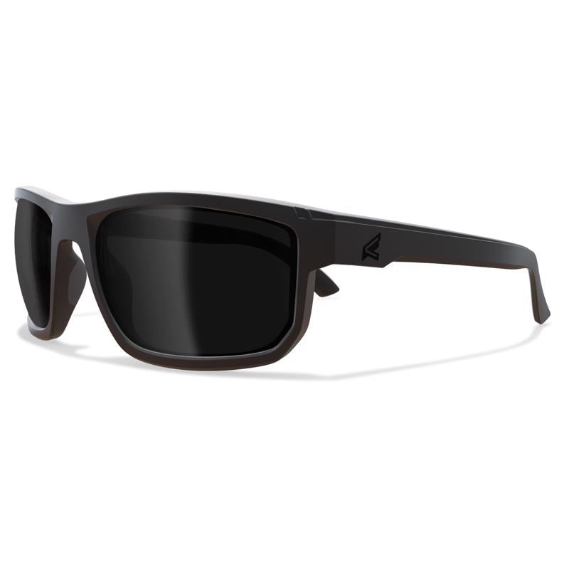 Edge Eyewear Defiance Anti-Fog Polarized Wayfarer Safety Glasses Smoke Lens Black Frame