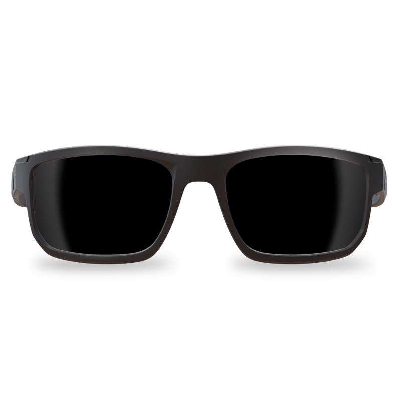 Edge Eyewear Defiance Anti-Fog Polarized Wayfarer Safety Glasses Smoke Lens Black Frame