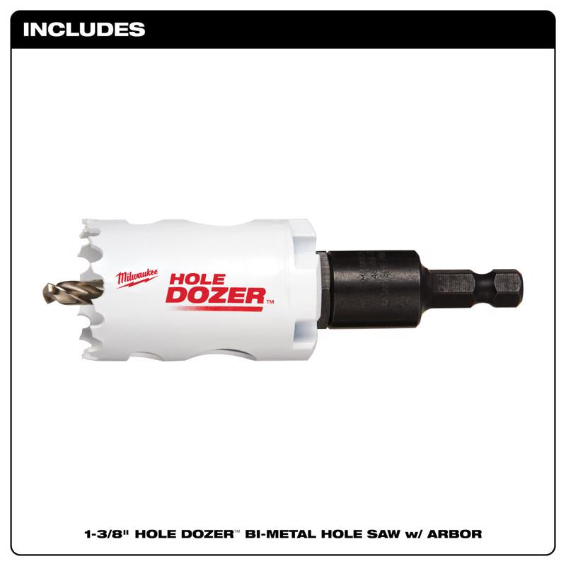 Milwaukee Hole Dozer 1-3/8 in. Bi-Metal 3.5 in. L X 3/8 in. D Hole Saw with Arbor and Pilot Bit