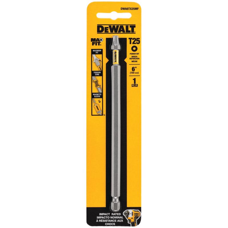 DeWalt Maxfit Torx T25 X 6 in. L Screwdriver Bit S2 Tool Steel