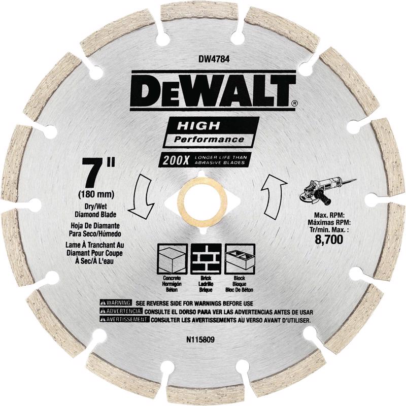 DeWalt HP 7 in. D X 5/8 and 7/8 in. Steel Segmented Rim Diamond Saw Blade