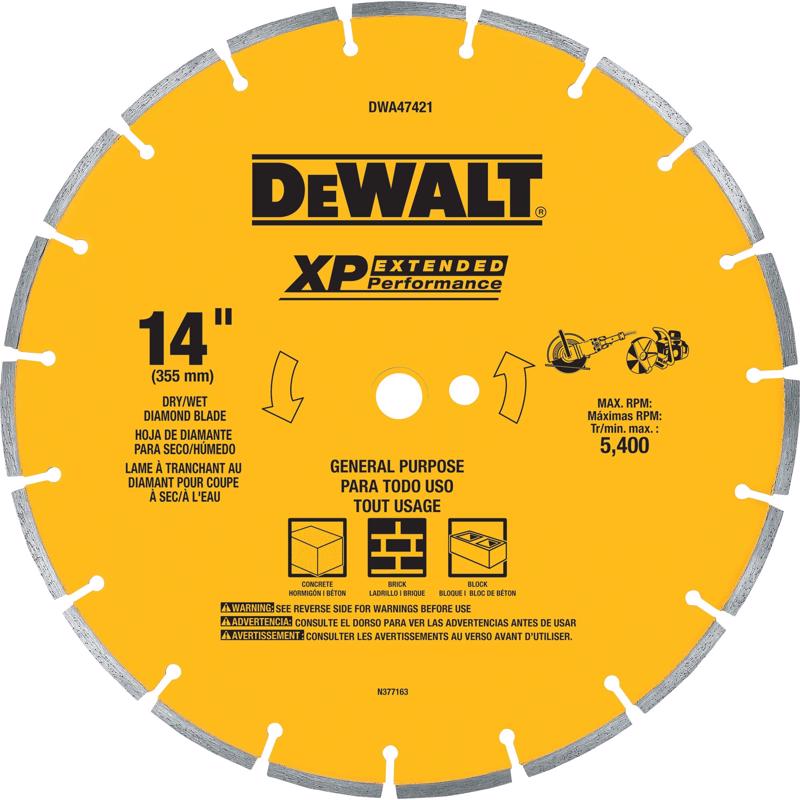 DeWalt XP 14 in. D Diamond Segmented Rim Circular Saw Blade