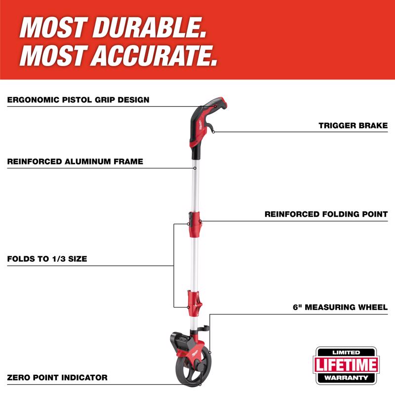 Milwaukee 19 in. L X 8 in. W 6 in. Measuring Wheel 10000 ft. Black/Red