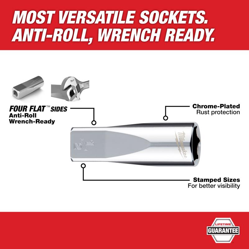 Milwaukee 3/8 in. X 1/2 in. drive SAE 6 Point Standard Socket