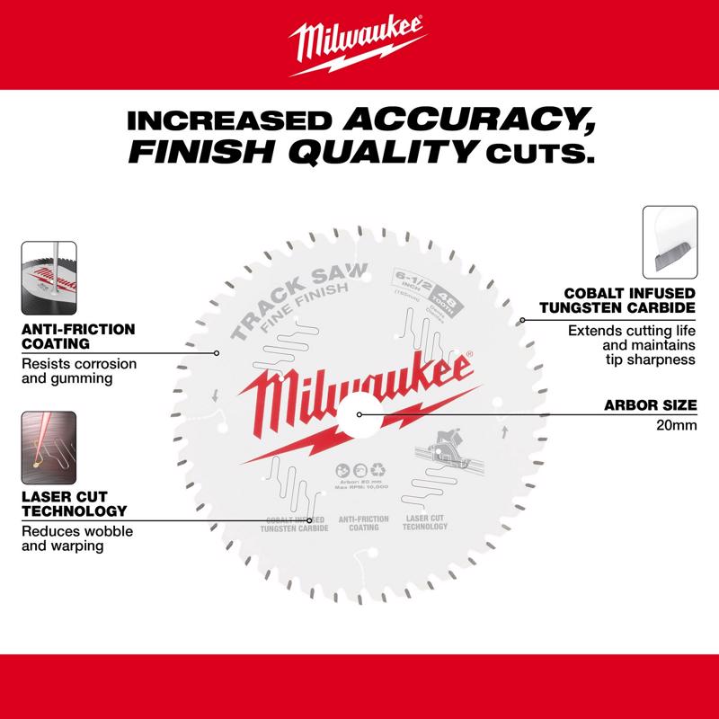 Milwaukee 6-1/2 in. D X 20 mm Tungsten Carbide Track Saw Blade 48 teeth