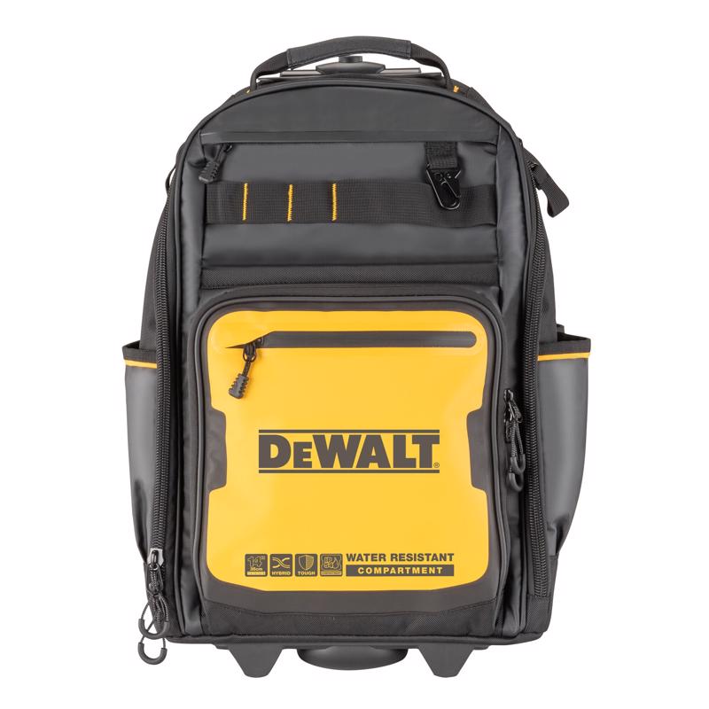 DeWalt Polyester/Tarpaulin Pro Backpack on Wheels Tool Bag 46 pocket Black/Yellow