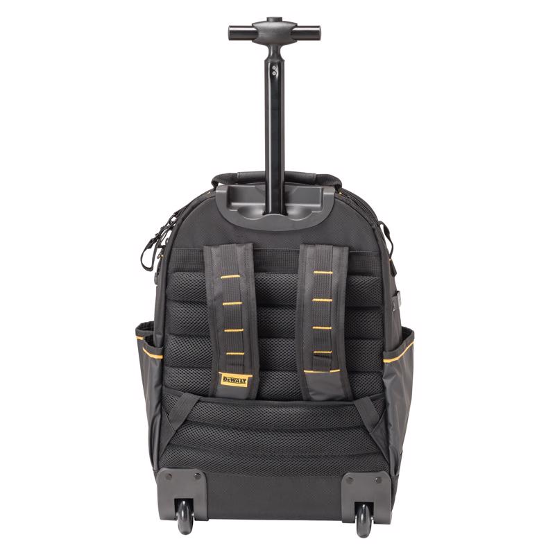 DeWalt Polyester/Tarpaulin Pro Backpack on Wheels Tool Bag 46 pocket Black/Yellow