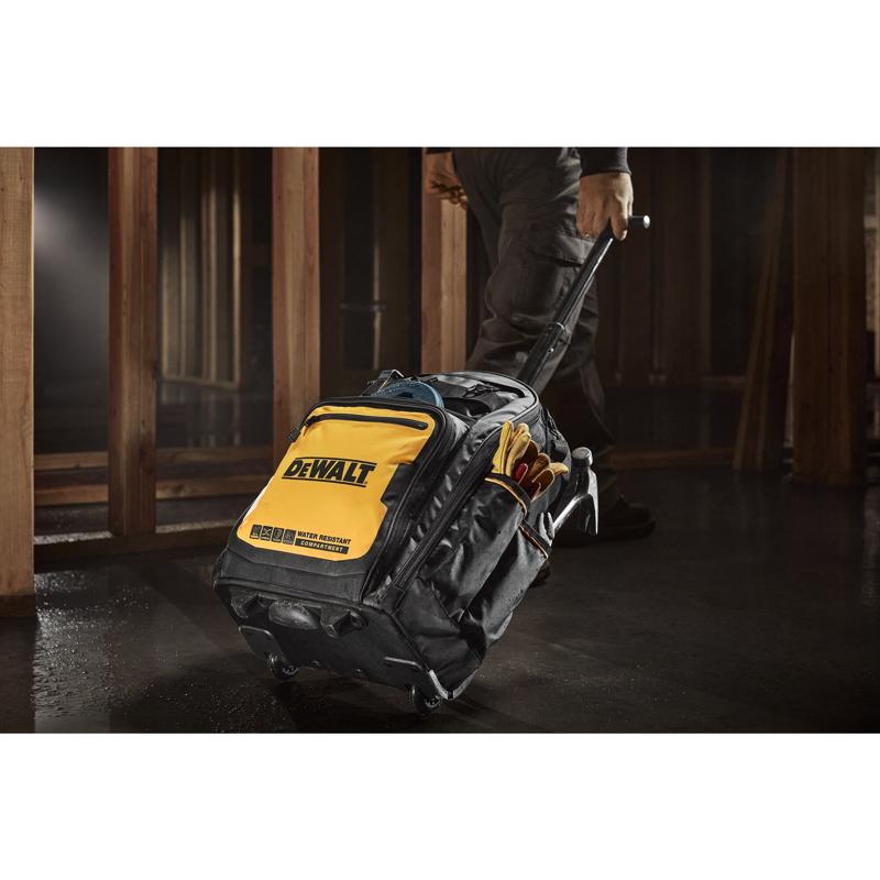 DeWalt Polyester/Tarpaulin Pro Backpack on Wheels Tool Bag 46 pocket Black/Yellow