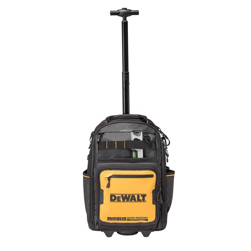 DeWalt Polyester/Tarpaulin Pro Backpack on Wheels Tool Bag 46 pocket Black/Yellow