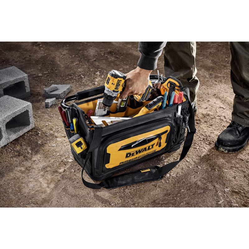 DeWalt Ballistic Nylon Open Top Tool Tote Tool Tote 36 pocket Black/Yellow