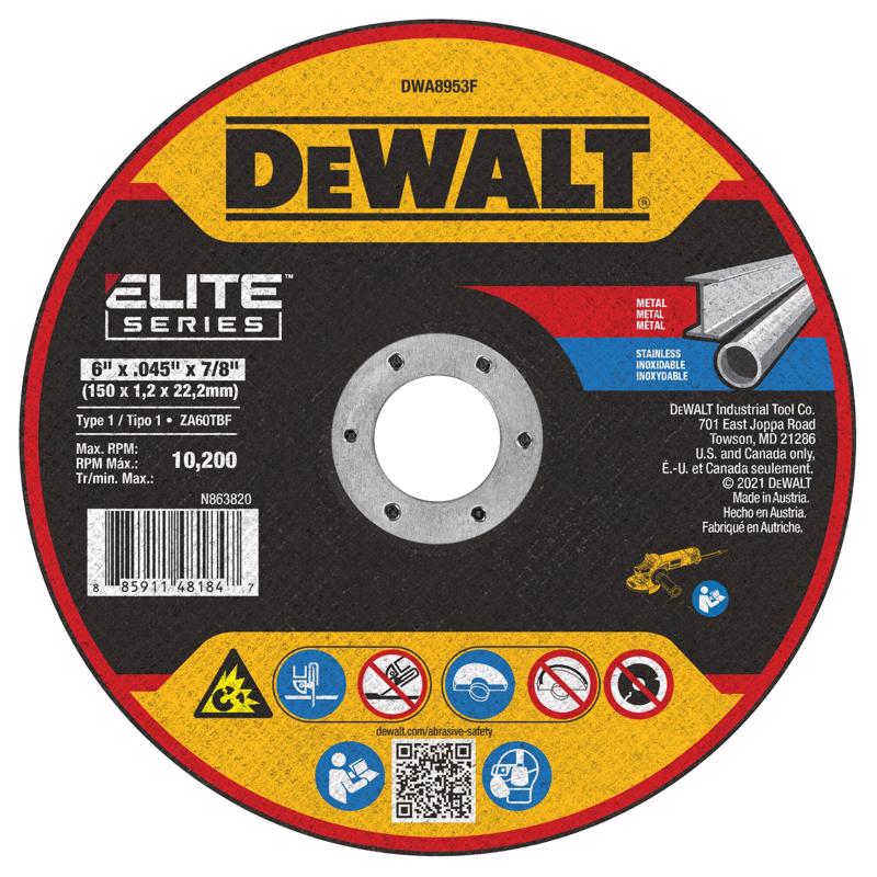 DeWalt Elite Series 6 in. D X 7/8 in. Metal/Steel Cutting Wheel