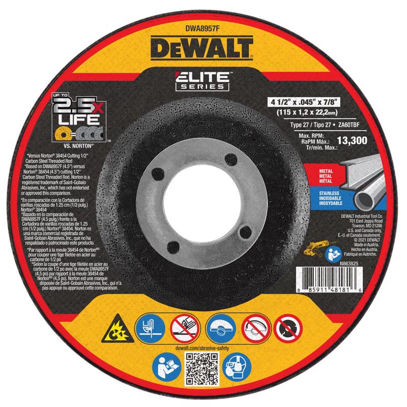 DeWalt Elite Series 4-1/2 in. D X 7/8 in. Ceramic Cutting Wheel