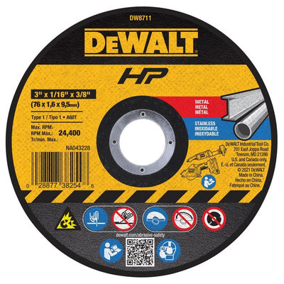 DeWalt HP 3 in. D X 3/8 in. Aluminum Oxide Abrasive Cut-Off Wheel