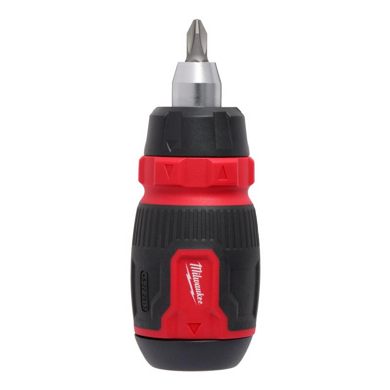 Milwaukee Hex Shank 8-in-1 Ratcheting Compact Multi-Bit Screwdriver 5.43 in.