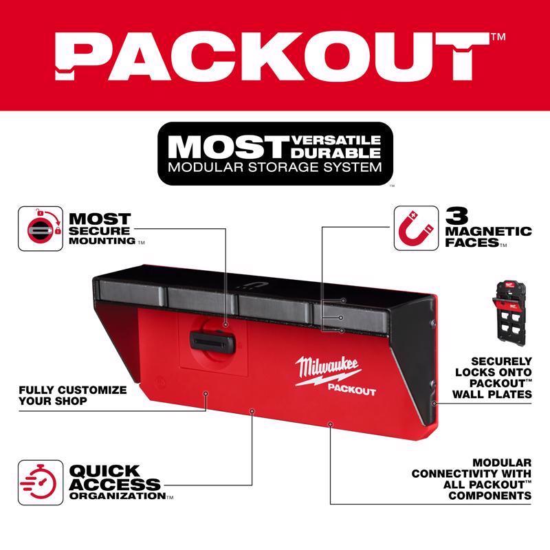 Milwaukee Packout Garage Organizer Magnetic Power Tool Holder Black/Red