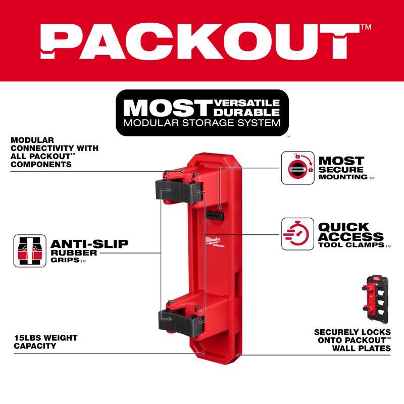 Milwaukee Packout Shop Storage Garage Organizer Long Handle Tool Holder Black/Red