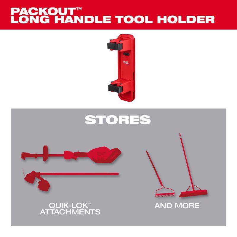 Milwaukee Packout Shop Storage Garage Organizer Long Handle Tool Holder Black/Red