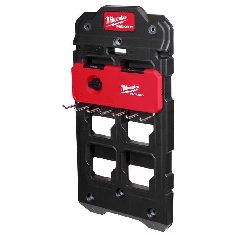 Milwaukee Packout Shop Storage Medium Black/Red Plastic 9.5 in. L Hook Rack 25 lb