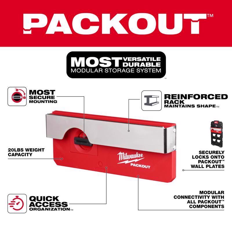 Milwaukee Packout Shop Storage Garage Organizer Belt Clip Rack Red