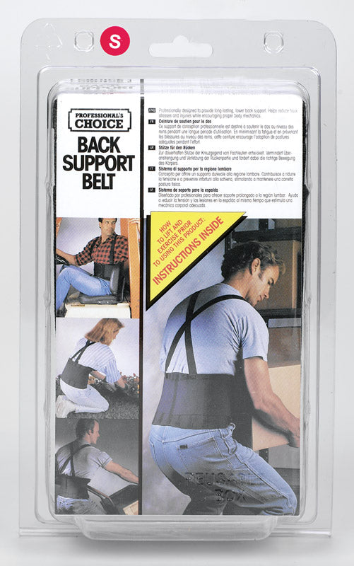 CLC 28 in to 32 in. Elastic Support Belt with Suspenders Back Support Belt Black S