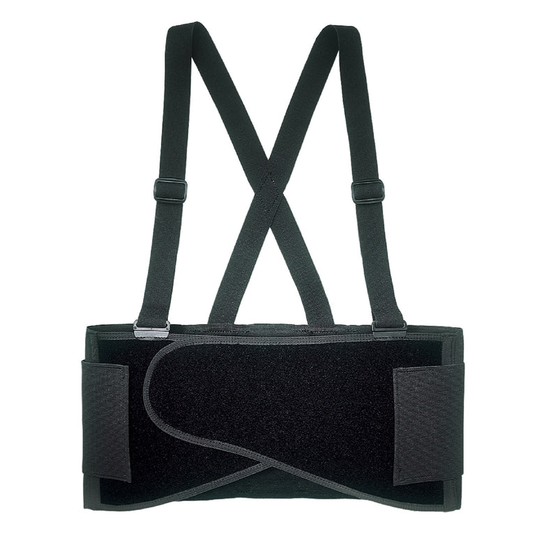 CLC 28 in to 32 in. Elastic Support Belt with Suspenders Back Support Belt Black S