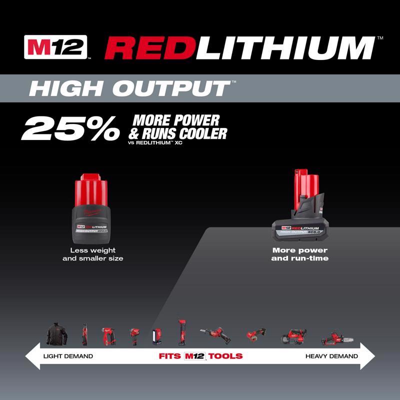 Milwaukee M12 RedLithium XC 5 Ah Lithium-Ion High Output Battery Pack