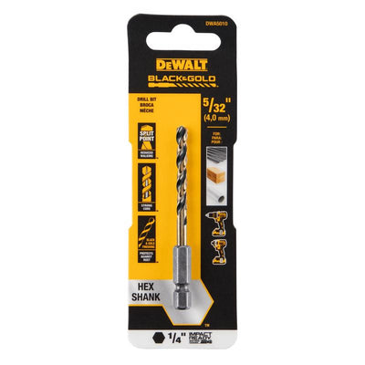 DeWalt Black & Gold 5/32 in. High Speed Steel Impact Ready Drill Bit Hex Shank